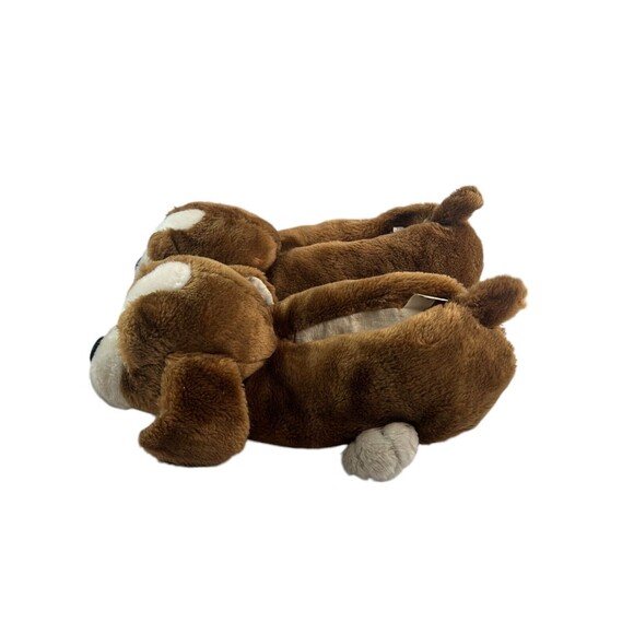 RARE 80s Sad Sam Slippers Novelty Mens Dog Brown Funny Fluffy Padded Size M 7-9 - Picture 8 of 10